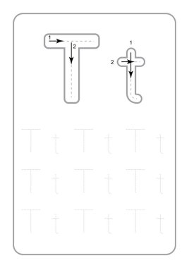 Anaokulu Harfleri İzleme Çalışma Sayfaları beyaz arka plan vektör çiziminde tek renkli İzleme Mektupları Çalışma Sayfaları