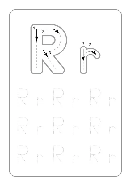 Kindergarten Rückverfolgung Buchstaben Arbeitsblätter Monochrom Rückverfolgung Buchstaben Arbeitsblätter Auf Weißem — Stockvektor