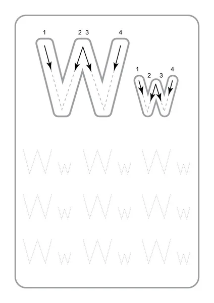 Kindergarten Rückverfolgung Buchstaben Arbeitsblätter Monochrom Rückverfolgung Buchstaben Arbeitsblätter Auf Weißem — Stockvektor