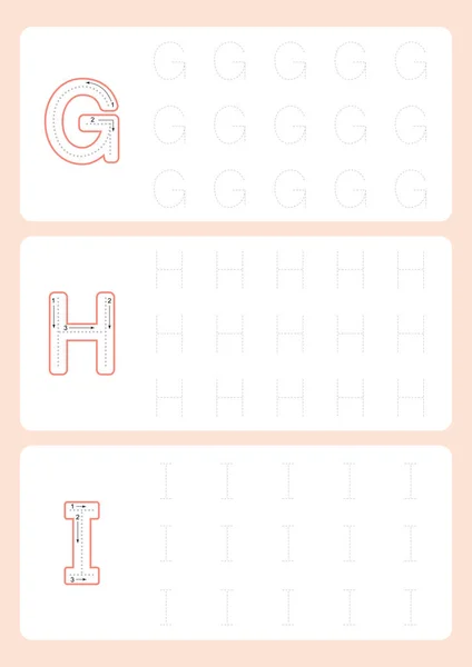Kindergarten Tracing Letters Worksheets Alphabet Trace Worksheet Vector Illustration — Stock Vector
