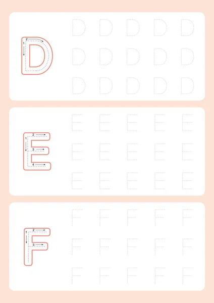 Kindergarten Tracing Letters Worksheets Alphabet Trace Worksheet Vector Illustration — Stock Vector