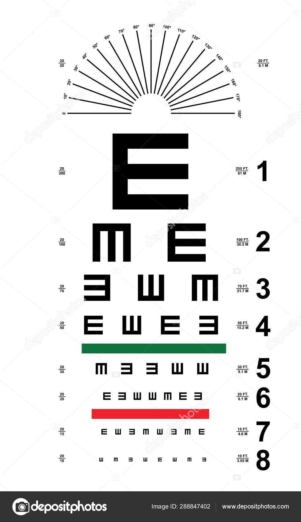 Snellen eye test chart Royalty Free Vector Image