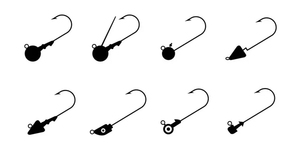 Conjunto Jig Head Hook Aislado Ilustración Del Vector Fondo Blanco — Archivo Imágenes Vectoriales