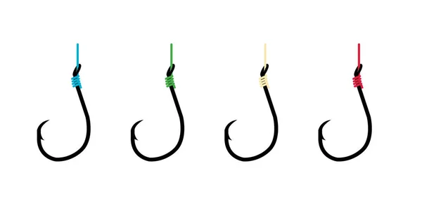 Conjunto Anzuelos Pesca Tipos Anzuelos Pesca Aislados Fondo Blanco Vector — Vector de stock