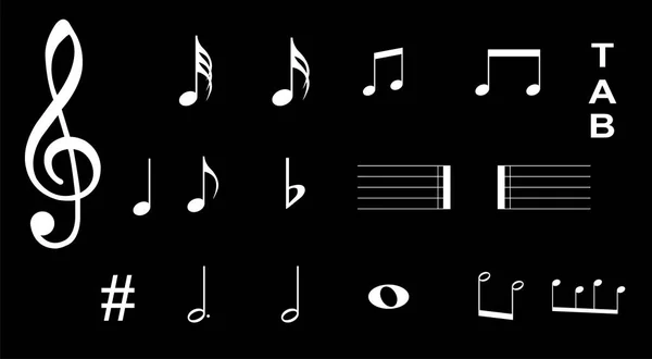 Musikalische Symbole Elemente Musikalischer Symbole Symbole Und Anmerkungen Musikikone — Stockvektor