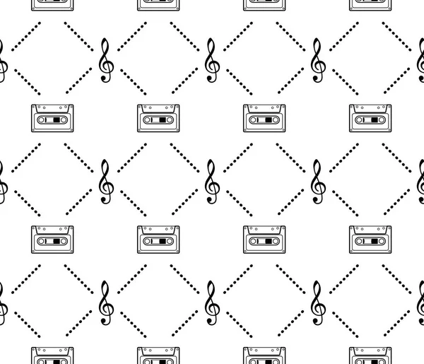 Símbolos Musicais Sem Costura Marca Fundo Sem Costura Com Notas —  Vetores de Stock