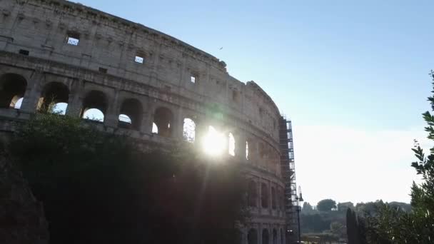 Внешняя Поверхность Римской Муки Колизея Закат Культурное Наследие Италии — стоковое видео