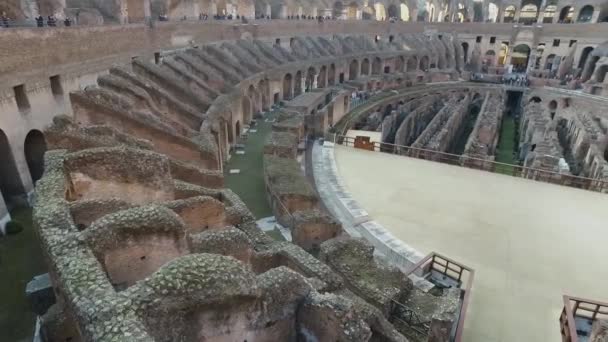 Permukaan Interior Dari Tepung Koloseum Romawi Matahari Terbenam Budaya Warisan — Stok Video