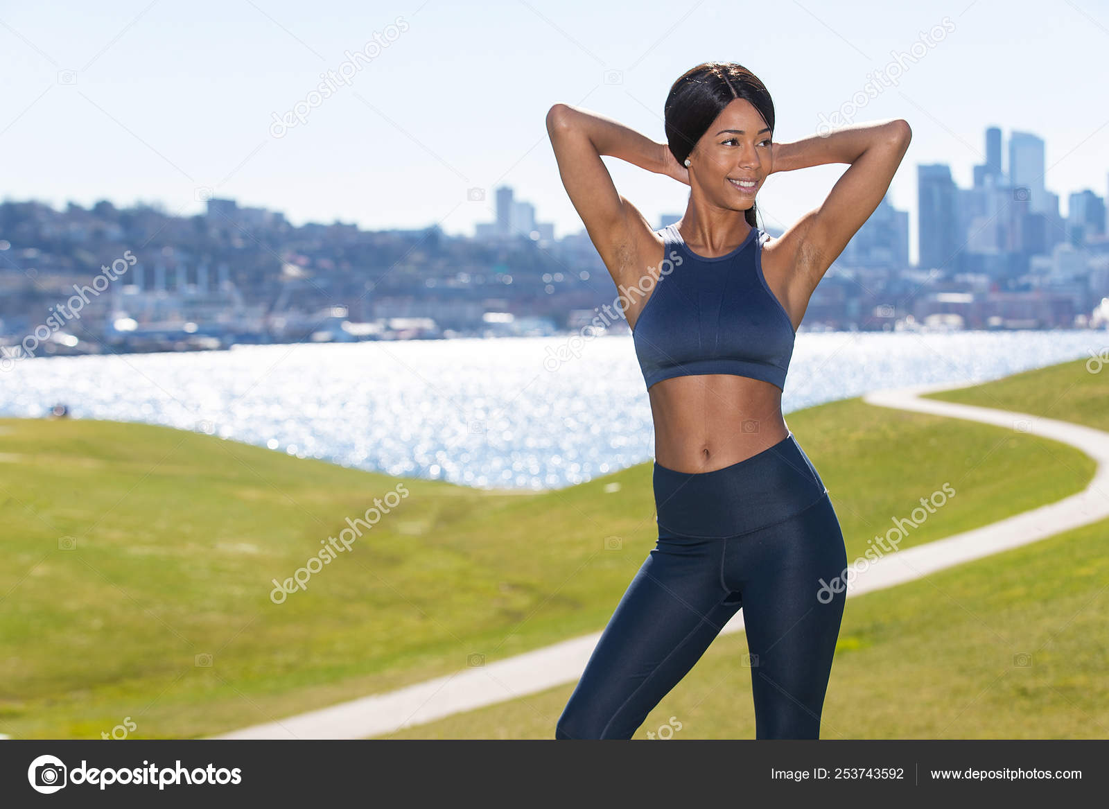 black women in yoga pants