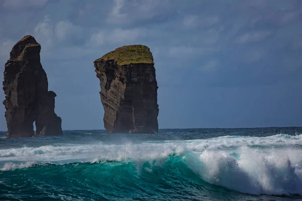 Azory Ocean Atlantycki San Miguel Wyspa Wybrzeża Szorstki Ocean Niebieski — Zdjęcie stockowe