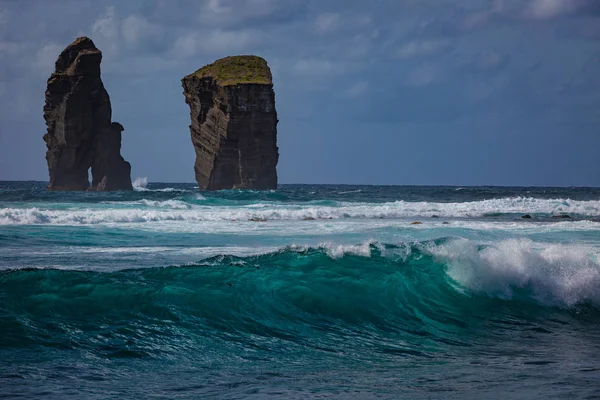 Açores Oceano Atlântico Ilha San Miguel Costa Com Oceano Áspero — Fotografia de Stock