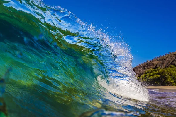 Oceano Colorido Onda Brilhante Com Água Azul Verde Lábios Salpicados — Fotografia de Stock