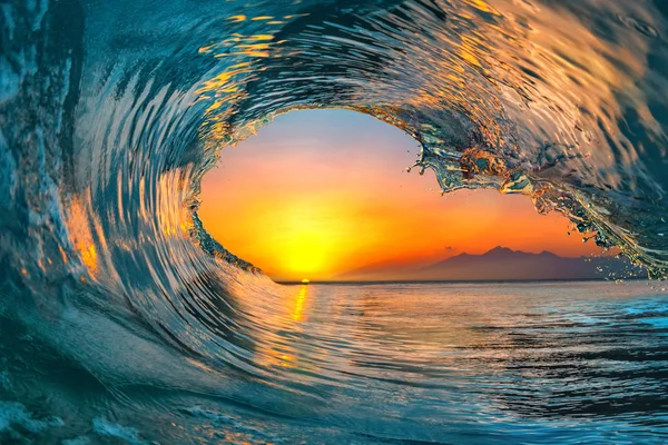 Pôr Sol Mar Água Oceano Onda — Fotografia de Stock