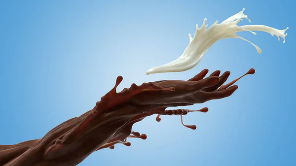 Milch Und Kaffee Spritzflüssigkeit Arm Illustration — Stockfoto