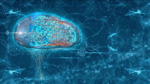 Кибермозг Футуристический Интерфейс Концептуальный Дизайн Цифровом Фоне Рендеринг — стоковое фото