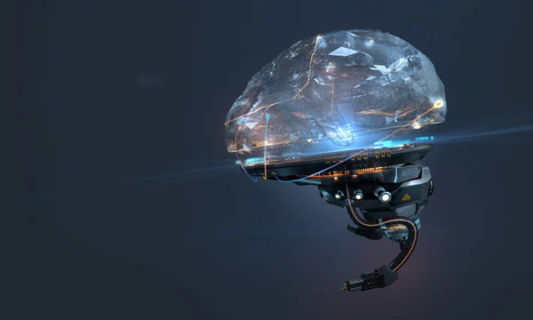 Sibernetik Yapay Robot Beyin Fütüristik Kavramsal Tasarım Render — Stok fotoğraf