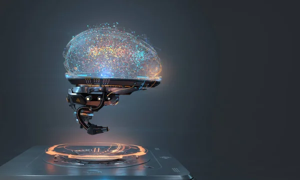Cybernetyczny Robot Sztuczne Mózgu Futurystyczny Projekt Koncepcyjny Render — Zdjęcie stockowe