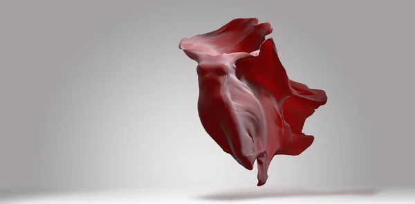 Lebhaftes Rotes Strömungstuch Mit Unsichtbarem Weiblichen Körper Der Nach Innen — Stockfoto