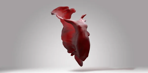 Tessuto Ondulante Rosso Vibrante Con Corpo Femminile Invisibile Che Vola — Foto Stock