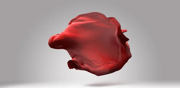 Lebhaftes Rotes Strömungstuch Mit Unsichtbarem Weiblichen Körper Der Nach Innen — Stockfoto