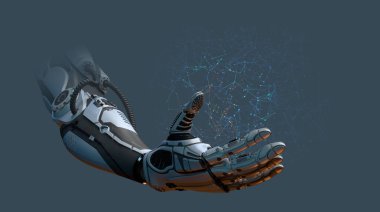 Robot arm network concept, 3d rende clipart