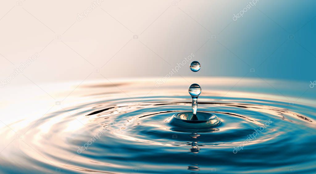 Clear Water drop with circular waves