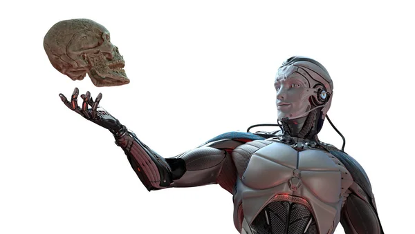 Robot Crâne Humain Concept Intelligence Artificielle Rendu — Photo
