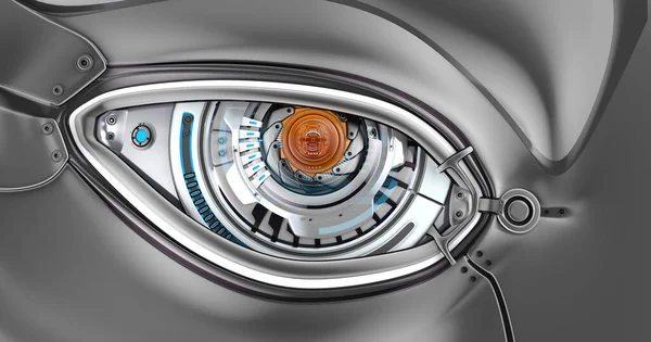 Robot Digital Cyber Eye Closeup Model Rendering — Stock Photo, Image