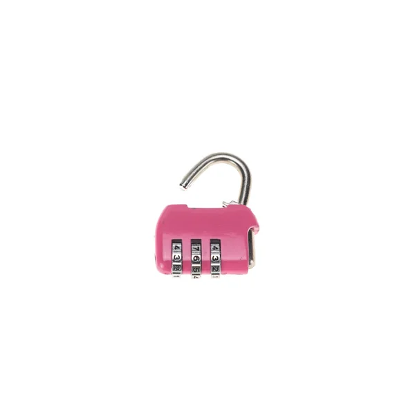 独立白色背景上的粉红色垫锁 — 图库照片