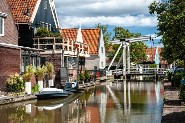 Details of cultural heritage in an old Dutch village (De Rijp) in North Holland. One of the authentic villages in the beemster polder around the city of Alkmaar. Zaanse design houses, facades, region,