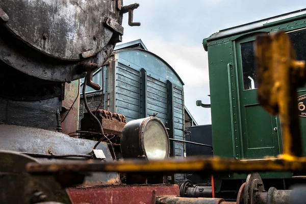 Detalles Diferentes Imágenes Locomotoras Calabozos Vagones Carruajes Estaciones Tren Antiguo — Foto de Stock