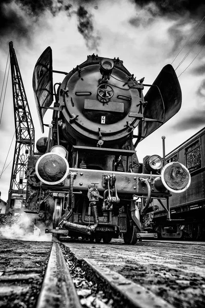 Detalhes Diferentes Imagens Locomotivas Pântanos Vagões Carruagens Estações Ferroviárias Antigo — Fotografia de Stock