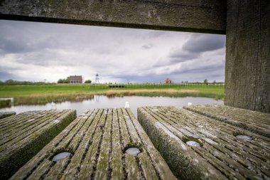 Manzara eski Zuiderzee Island Schokland Hollanda Noordoo içinde