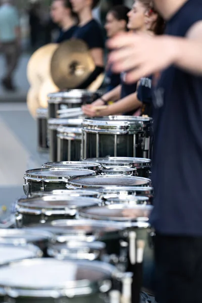 Details van een show band, fanfare drumband our Marching Orchest — Stockfoto