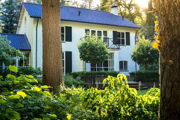 Immobiliare con giardino e bella casa per ricchi residenti — Foto Stock