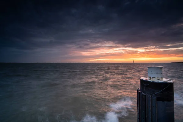 Belo Pôr Sol Markermeer Bataviahaven — Fotografia de Stock