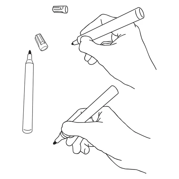 手写标记黑线艺术与不同的姿势 这行艺术可以很容易地用来说明写作或使用在视频白板写的演示文稿 — 图库矢量图片