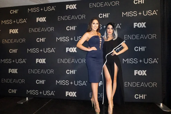 Candice Cruz Lisa Opie Concurso Miss Usa 2018 Trabajando Aire Imagen de stock