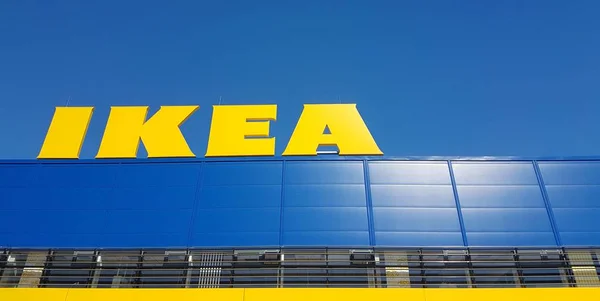 Riga Latvia April 2019 New Ikea Store Papan Penanda Ikea — Stok Foto