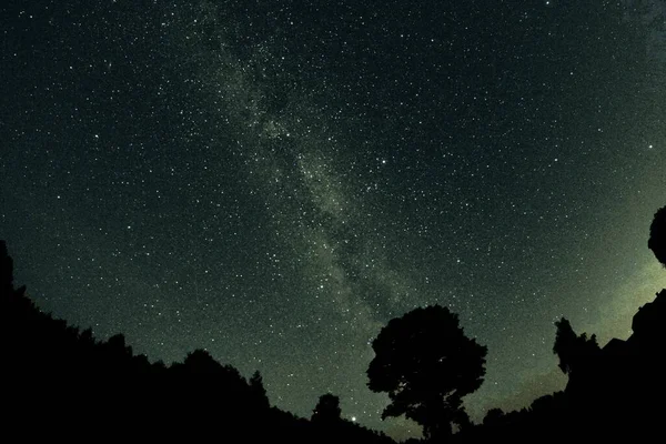 Blauer Dunkler Nachthimmel Mit Vielen Sternen Nachthimmel Über Der Ländlichen — Stockfoto