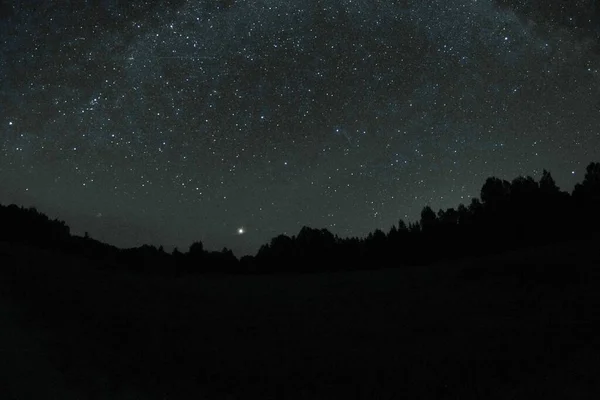 Ciel Nocturne Bleu Foncé Avec Nombreuses Étoiles Ciel Nocturne Sur — Photo