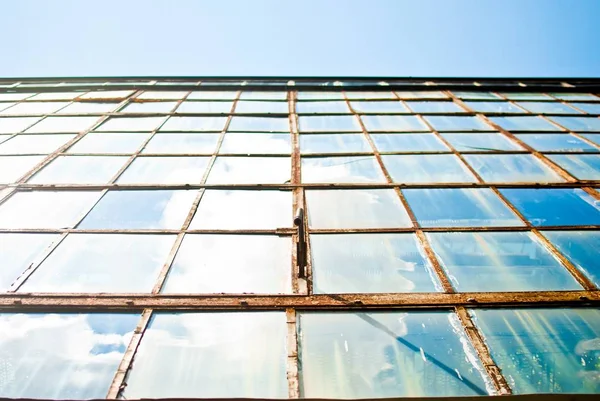 Rusty Glass Windows Almost Abandoned Greenhouse Building Botanical Garden — Stock Photo, Image
