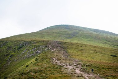 Yeşil Karpat Dağları ve soluk mavi gökyüzü