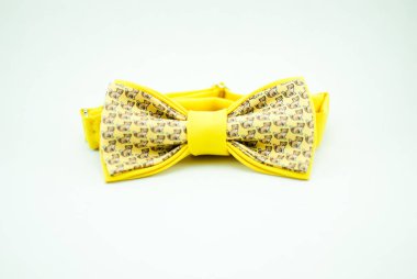 Şık ve iyi tasarlanmış sarı papyon kedi ile boyalı; izole