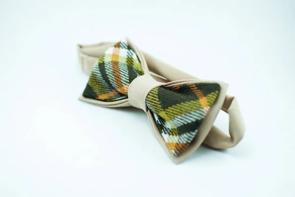 Corbata Lazo Bien Diseñada Con Estilo Verde Oscuro Amarillo Cremoso —  Fotos de Stock