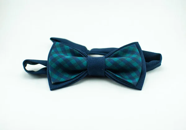 Stylish Well Designed Blue Bow Tie White Background — Stock Photo, Image