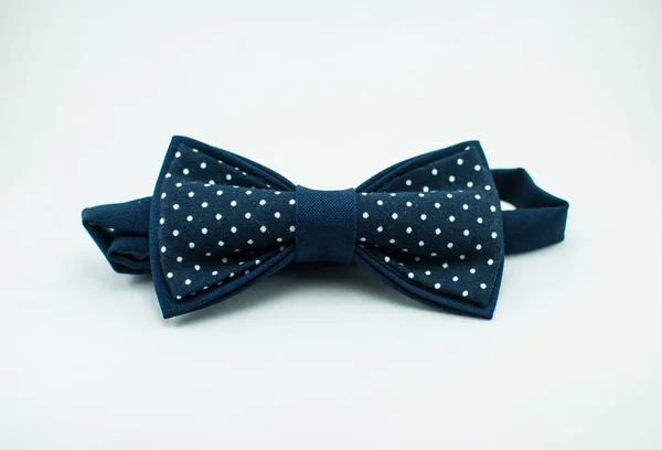Stylish Well Designed Blue Bow Tie White Background — Stock Photo, Image