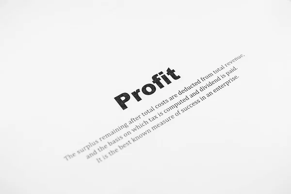 Definition Des Wortes Profit Auf Weißem Hintergrund — Stockfoto