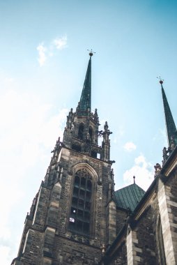 Duvarlar Katedrali St Peter ve Paul, Brno, Çek Cumhuriyeti. Gotik mimari elemanlar