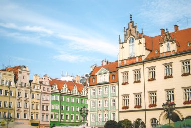 Wroclaw, Polonya - 24 Ağustos: Merkezi kare gün güneşli yaz